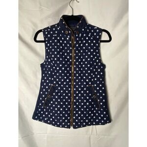 C'ESTTOI Polka Dot Vest Navy‎ White Padded Quilted Casual Layering small